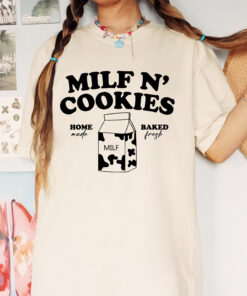 funny milf and cookies graphic tee for moms vintage retro t shirt cute mom life apparel for stay at home moms g1c0u