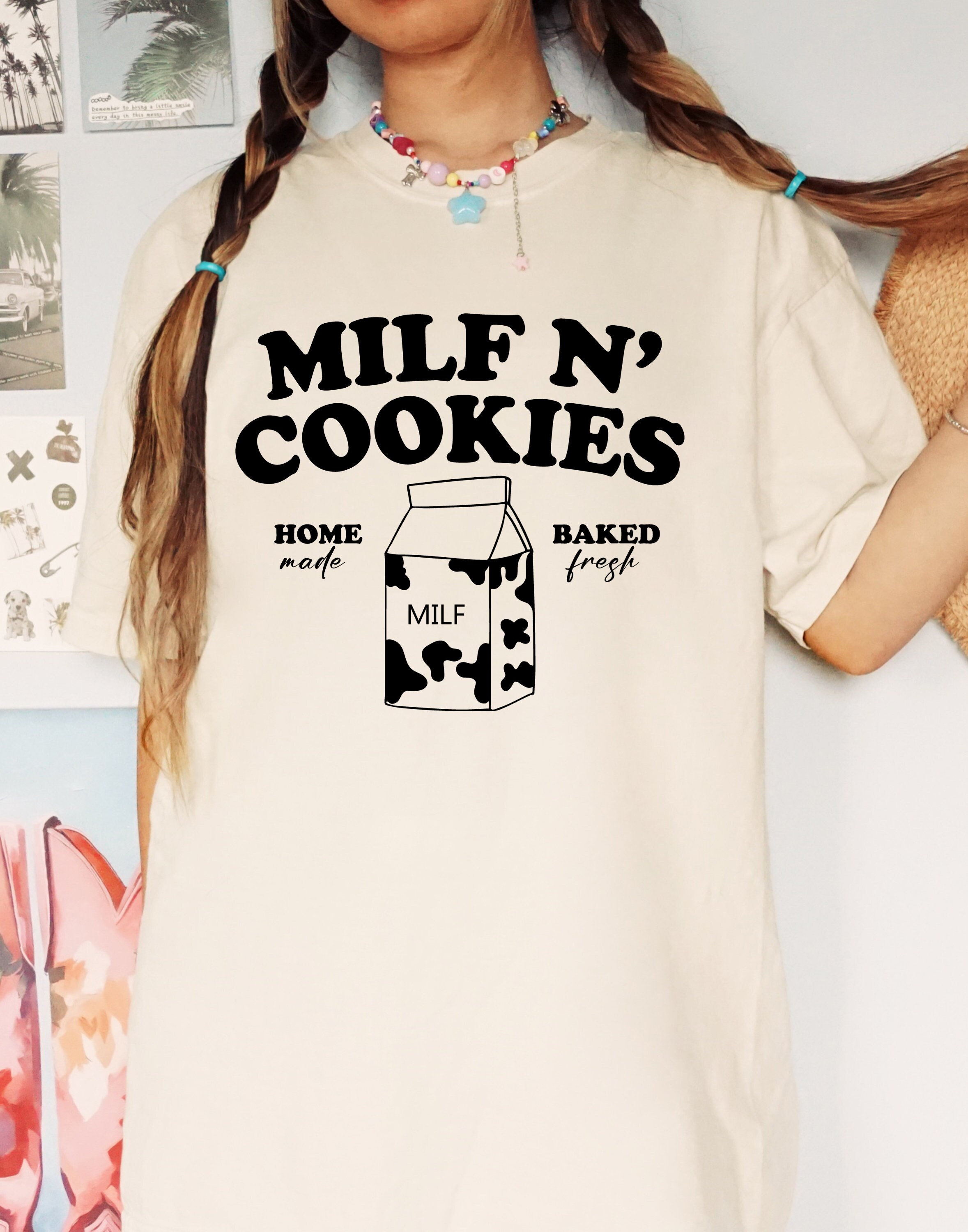 funny milf and cookies graphic tee for moms vintage retro t shirt cute mom life apparel for stay at home moms g1c0u scaled