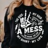 funny mom life sweatshirt for mothers messy kids car and house humor skull t shirt best mom ever shirt rzlmn