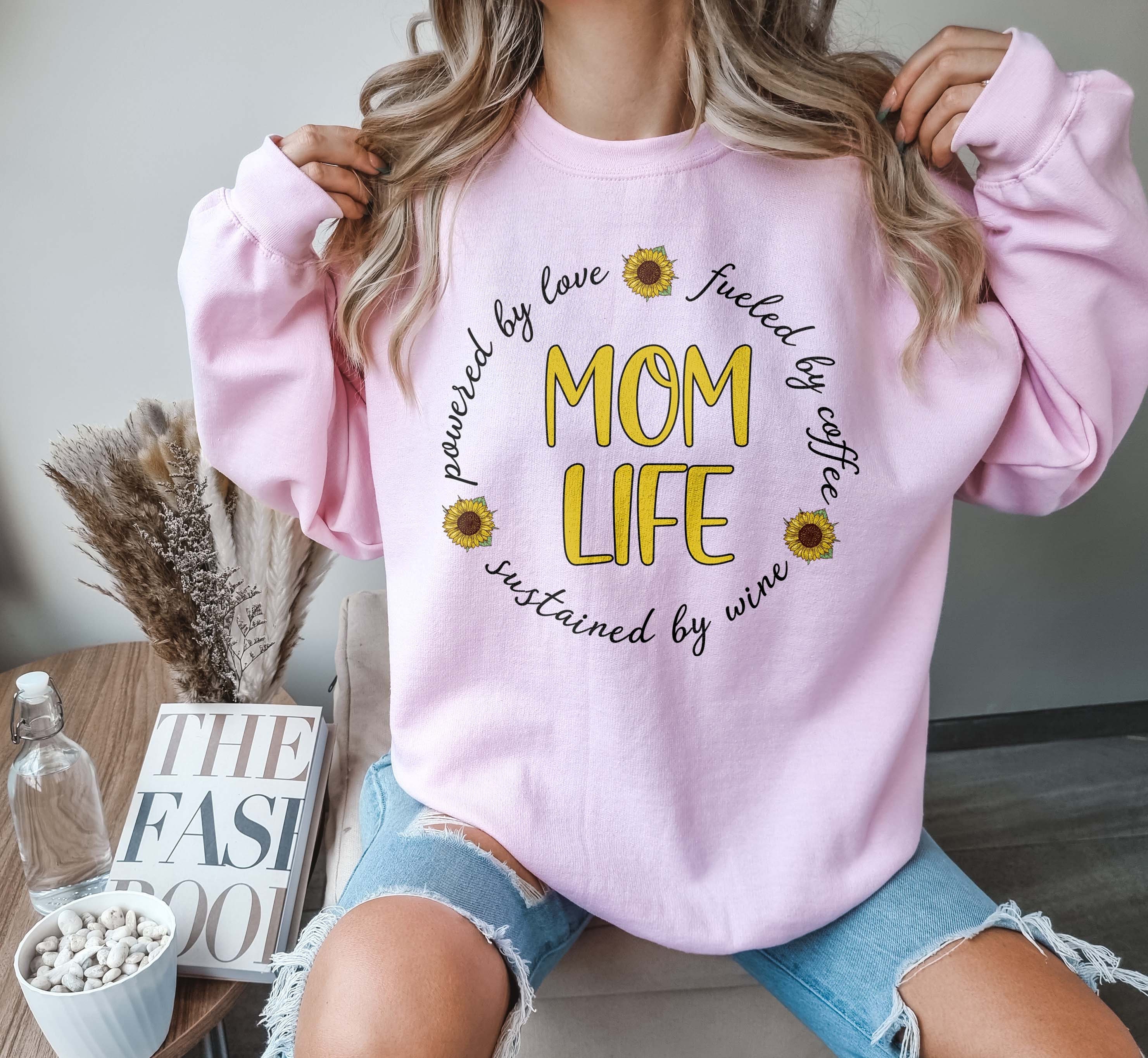 funny mom life sweatshirt powered by love coffee and wine perfect for mothers day gifts or cute mom t shirts runhp scaled