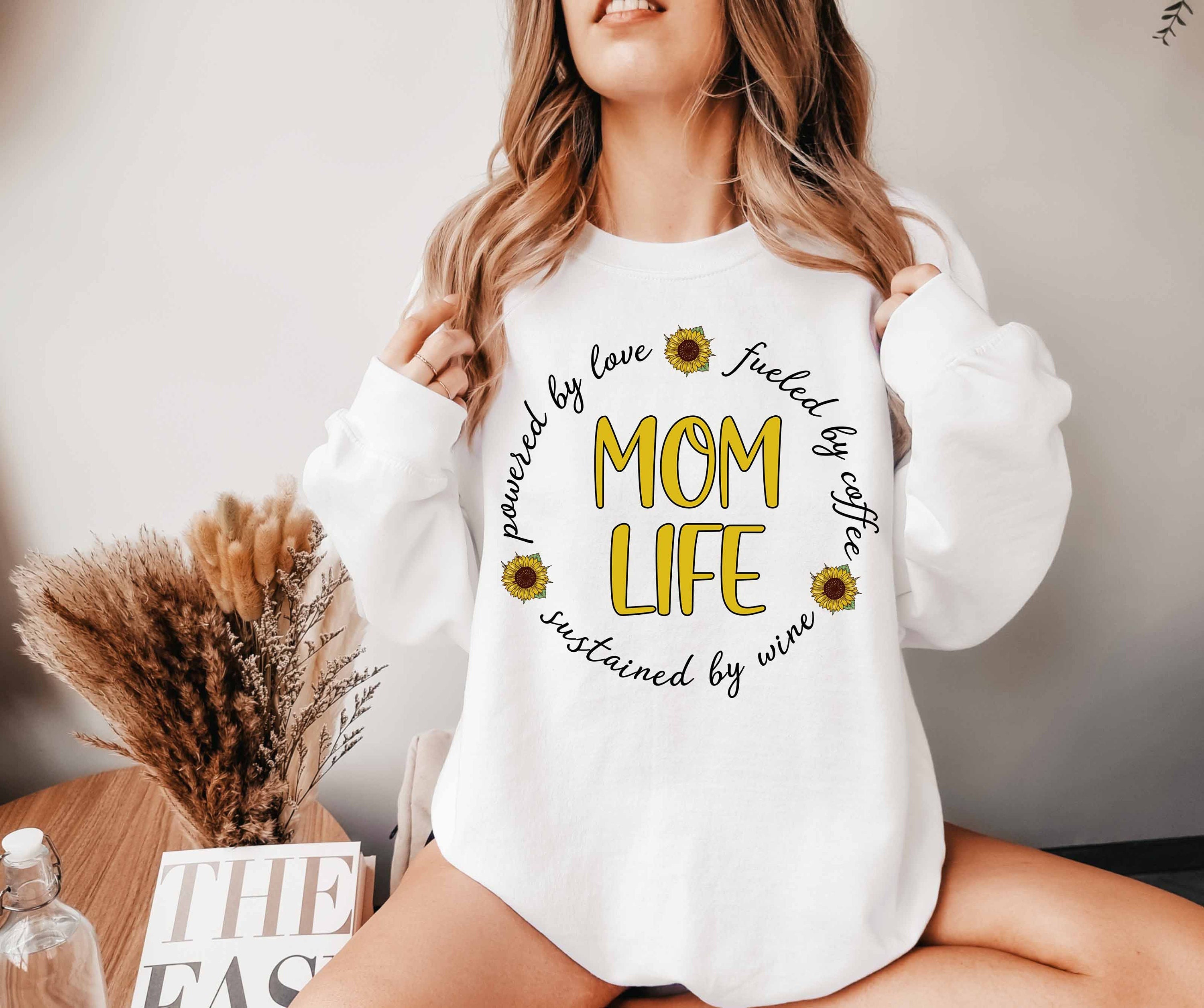 funny mom life sweatshirt powered by love coffee and wine perfect for mothers day gifts or cute mom t shirts zghez scaled