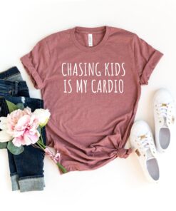 funny mom shirt chasing kids is my cardio unisex tee for new moms cute mom life t shirt for toddlers and kids fsmkd