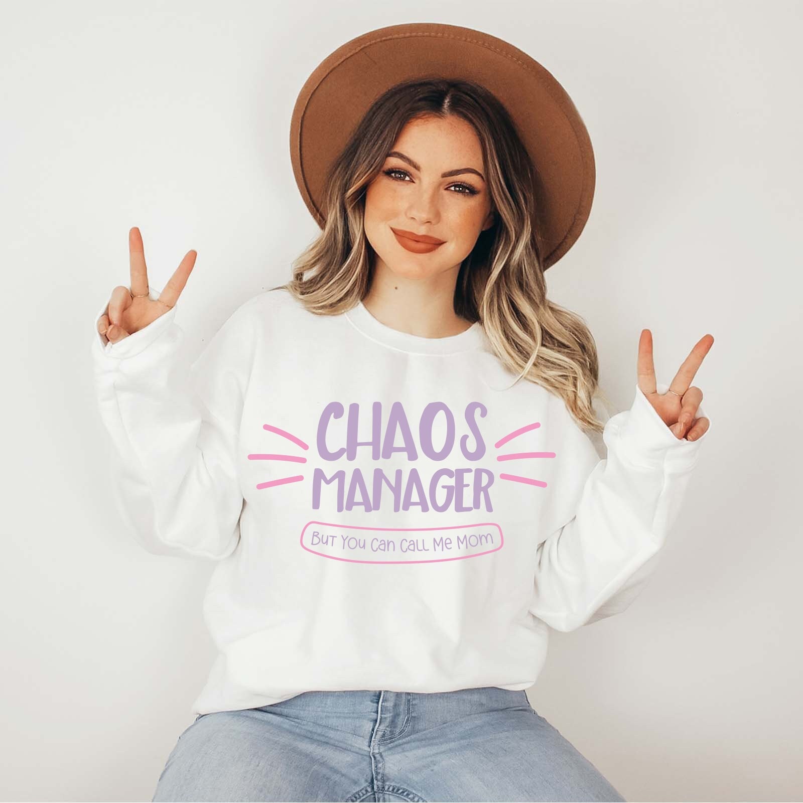 funny mom sweatshirt chaos manager shirt for mothers day retro mama gift from daughter or son hkaaa