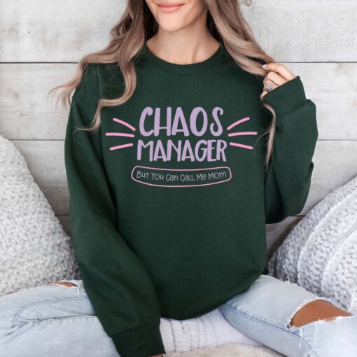 funny mom sweatshirt chaos manager shirt for mothers day retro mama gift from daughter or son lzktc