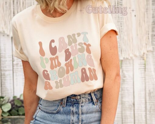 funny pregnancy announcement shirt i cant im busy growing a human cute expecting mother top for mothers day gifts i3qeg