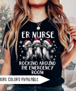 funny raccoon nurse christmas shirt for er nurses emergency department holiday t shirt unique gift for nurses 03jpj