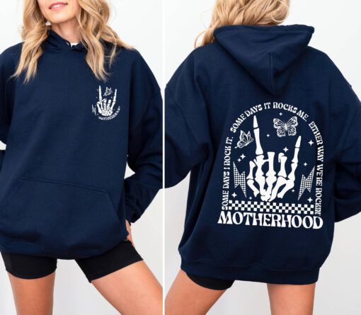 funny rocking motherhood skeleton hoodie for moms trendy mom life apparel unique mothers day gift idea ektok