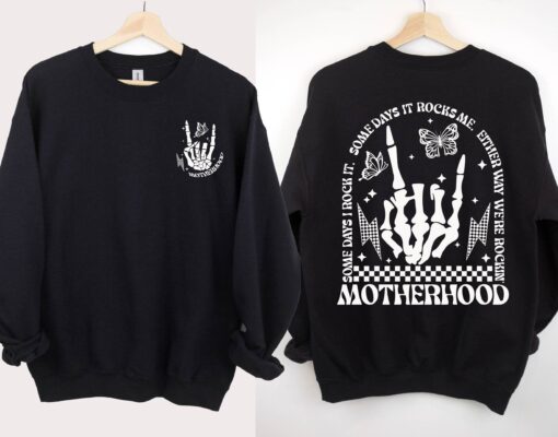 funny rocking motherhood sweatshirt for moms trendy skeleton design best mom ever shirt for mothers day l5hsb