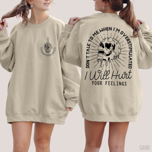 funny skeleton sweater dont talk to me when im overstimulated cute sarcastic shirt for women skull graphic tee jrtml