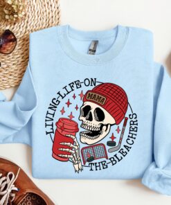 funny sports mama shirt for hockey moms living life on the bleachers vintage skull tee for mothers day yrch9