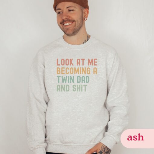 funny twin dad sweatshirt for new dads father of twins crewneck pullover unique gift for twin announcement egan4 scaled