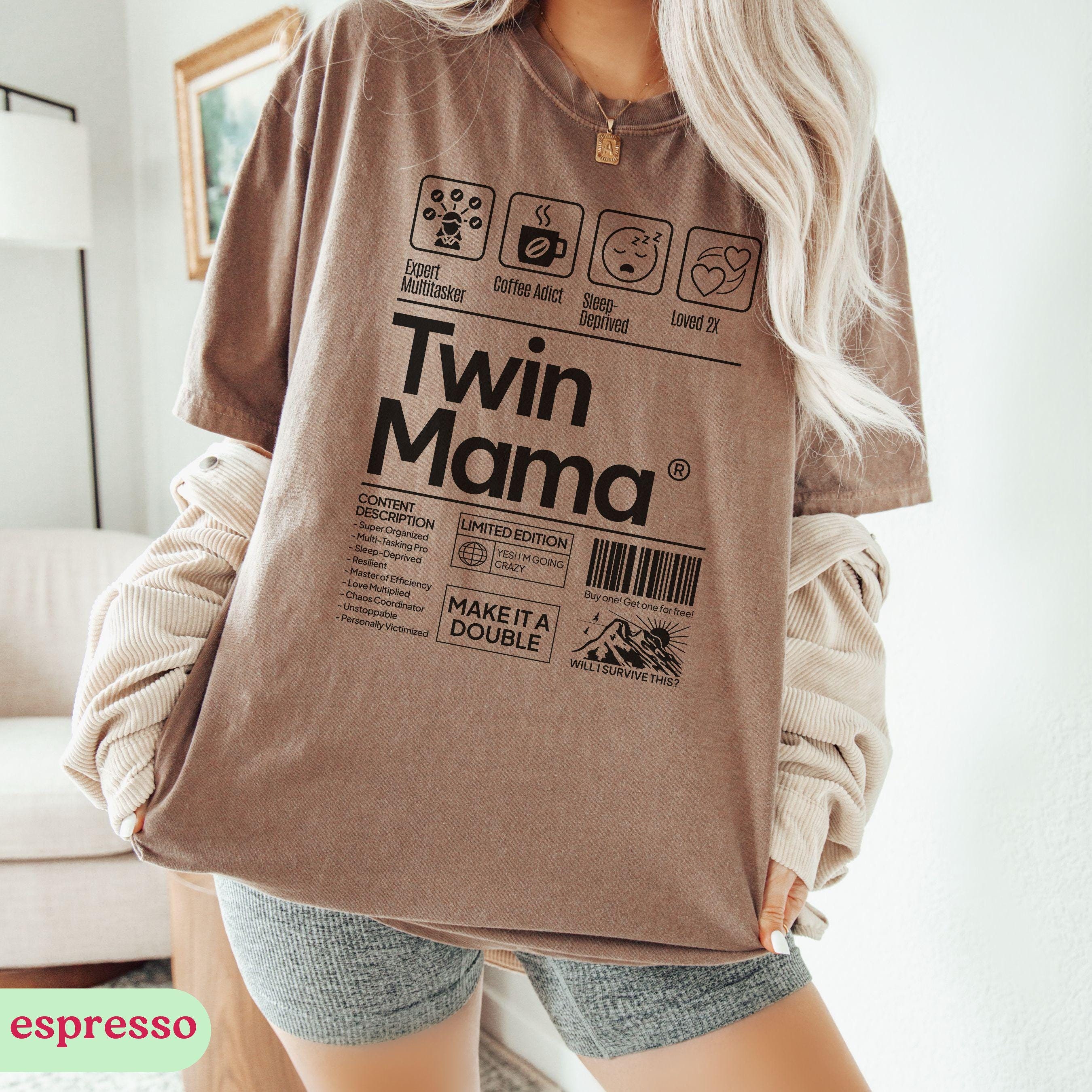 funny twin mom shirt for twin mama announcement and reveal unique gifts for expecting twin moms comfort colors tee 9s61x scaled