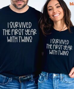 funny twin mom shirt i survived first year with twins matching family t shirts twin mama tee for birthday celebrations fpcqu