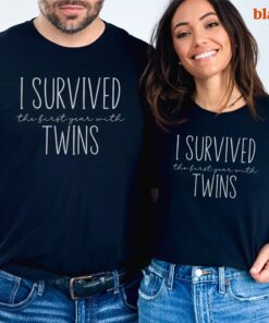 funny twin mom shirt i survived first year with twins matching family t shirts twin mama tee for twin birthdays 44v6d