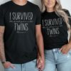 funny twin mom shirt i survived first year with twins matching parent tee for 2nd twin birthday family gift cy6ie