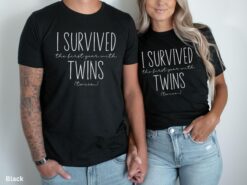funny twin mom shirt i survived first year with twins matching parent tee for 2nd twin birthday family gift cy6ie