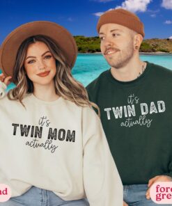 funny twin parents sweatshirts for mom and dad matching outfits twins birthday crewneck gifts for twin families jui0v