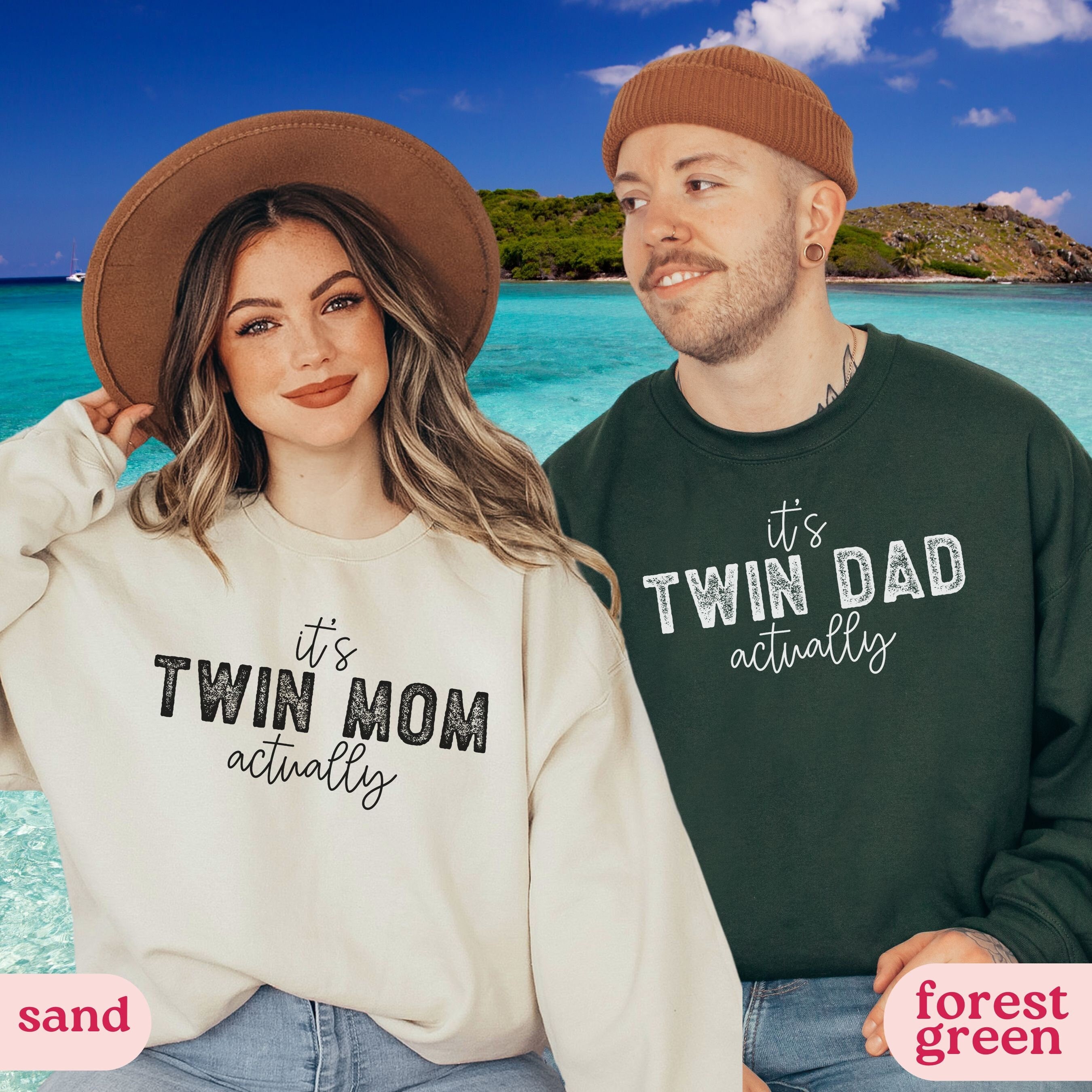 funny twin parents sweatshirts for mom and dad matching outfits twins birthday crewneck gifts for twin families jui0v