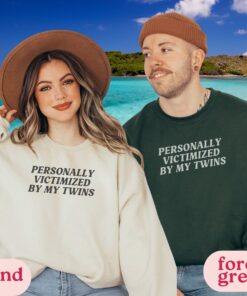 funny twin parents sweatshirts for mom and dad personally victimized by my twins crewneck unique gift for twin families tgulv