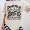 funny vintage mom shirt caffeine and chaos graphic tee for biker mamas retro trendy womens t shirt u8fyh