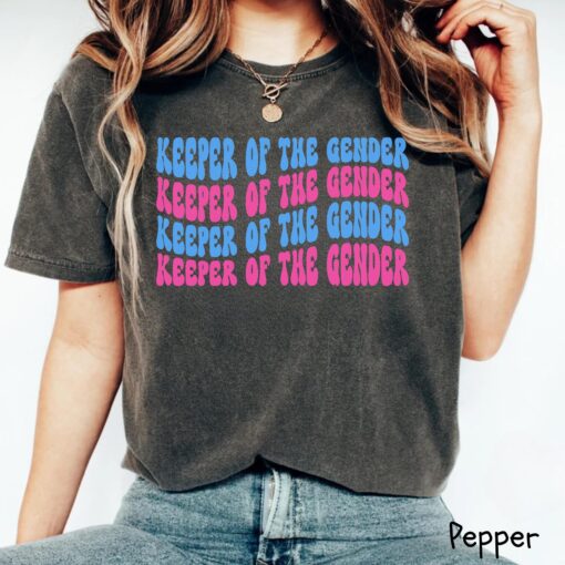 gender reveal party shirts for team boy or team girl cute baby announcement t shirts keeper of the gender design uxr2n scaled