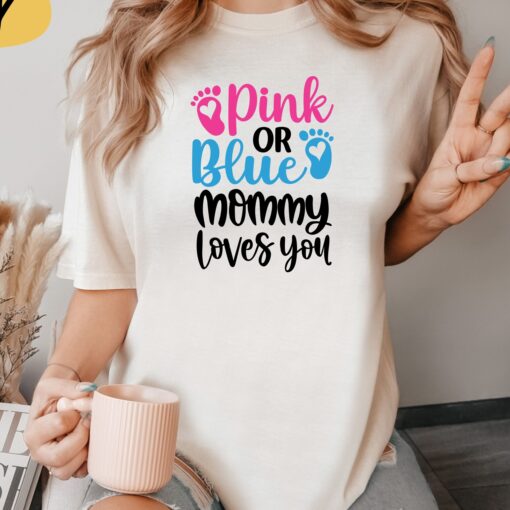 gender reveal party t shirt for new moms pink or blue mommy loves you shirt boys or girls gender learning tee rkn8e scaled