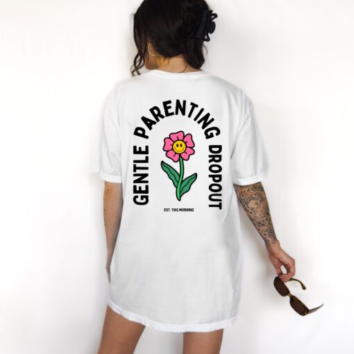 gentle parenting dropout graphic tee for women moms funny retro cute trendy mom life shirt ttigj scaled