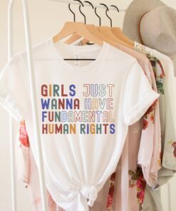 girls just wanna have human rights shirt for women feminist vintage tee womens rights retro style hkfva