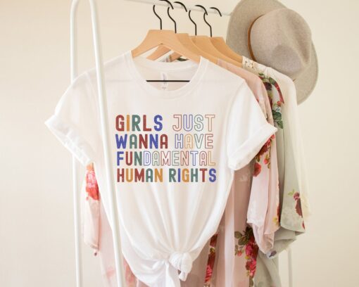 girls just wanna have human rights shirt for women feminist vintage tee womens rights retro style hkfva