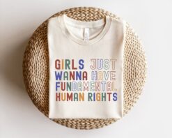 girls just wanna have human rights shirt for women feminist vintage tee womens rights retro style njxhy
