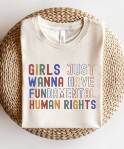 girls just wanna have human rights shirt for women feminist vintage tee womens rights retro style njxhy