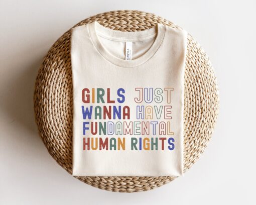 girls just wanna have human rights shirt for women feminist vintage tee womens rights retro style