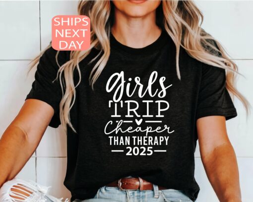 girls trip shirt cheaper than therapy funny vacation tee for women sassy girls 2025 strong girl t shirt wl8hi