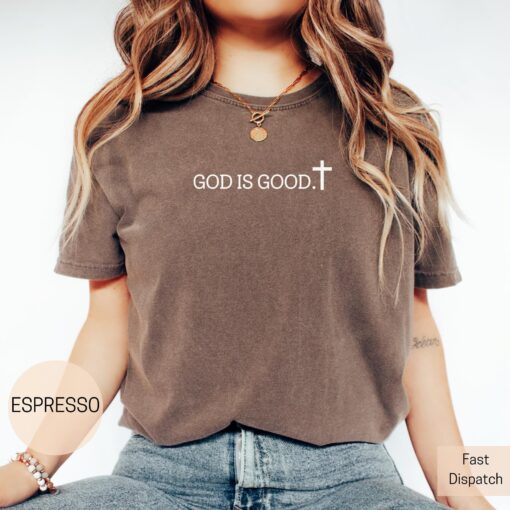 god is good oversized christian shirt with jesus cross design trendy faith tee for church and everyday wear