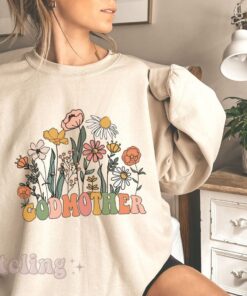 godmother proposal shirt with wildflowers est 2023 best godparent sweatshirt for mothers day and baptism gifts hy1pl