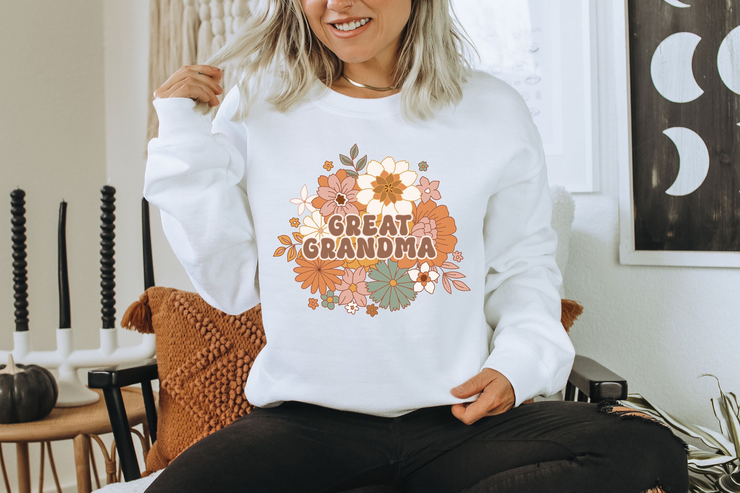 great grandma sweatshirt with boho floral design for new grandma announcement and mothers day gift u9kxg scaled