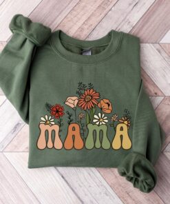 groovy wildflowers mama sweatshirt retro crewneck cute mom shirt mothers day gift for moms birthday present qqlww