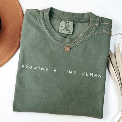 growing a tiny human pregnancy announcement maternity shirt with spring flowers for expecting moms baby reveal c3sn6 scaled