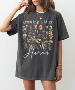 growing a tiny human pregnancy announcement shirt spring flower maternity tee for baby reveal cccxl