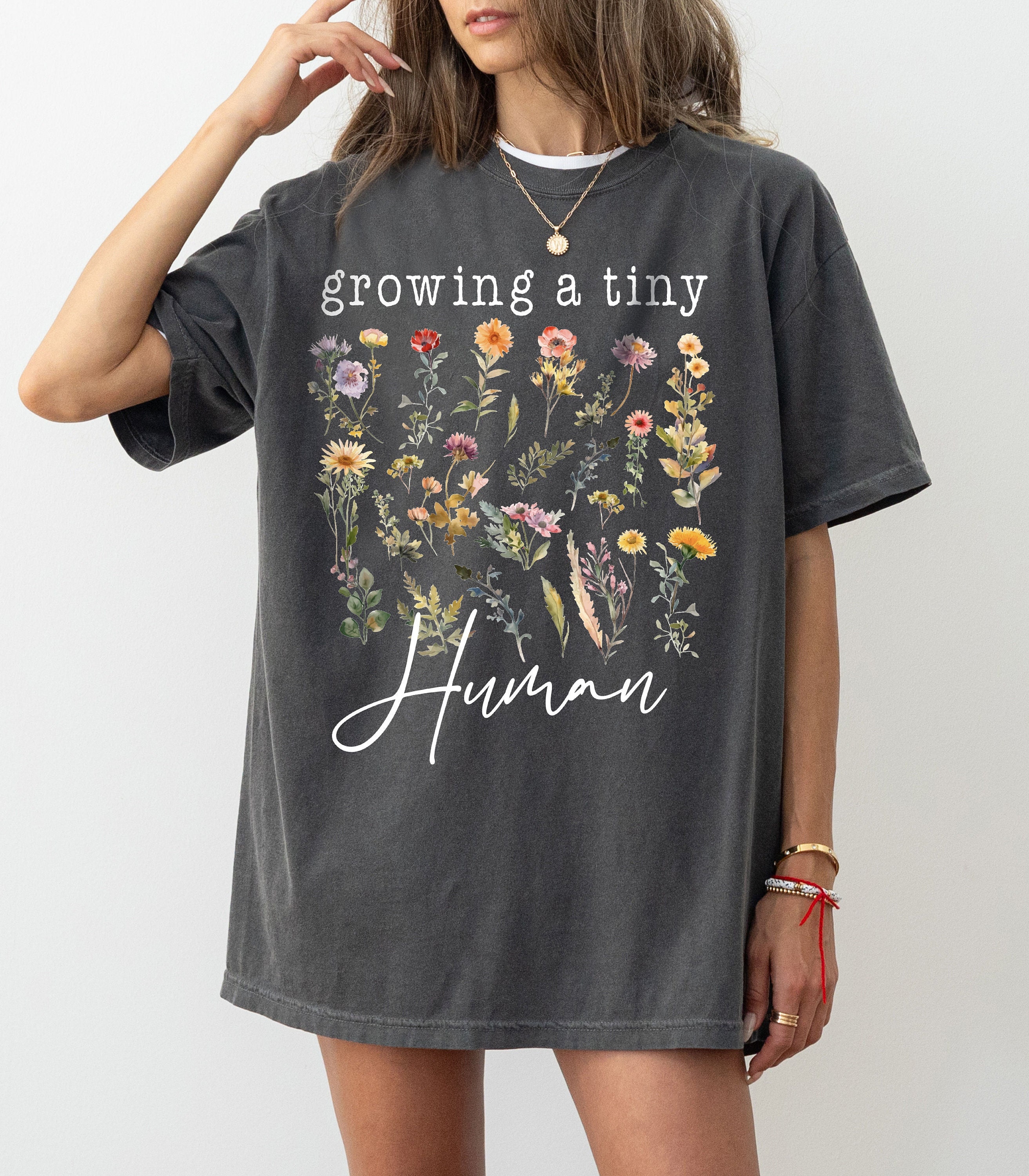 growing a tiny human pregnancy announcement shirt spring flower maternity tee for baby reveal cccxl scaled