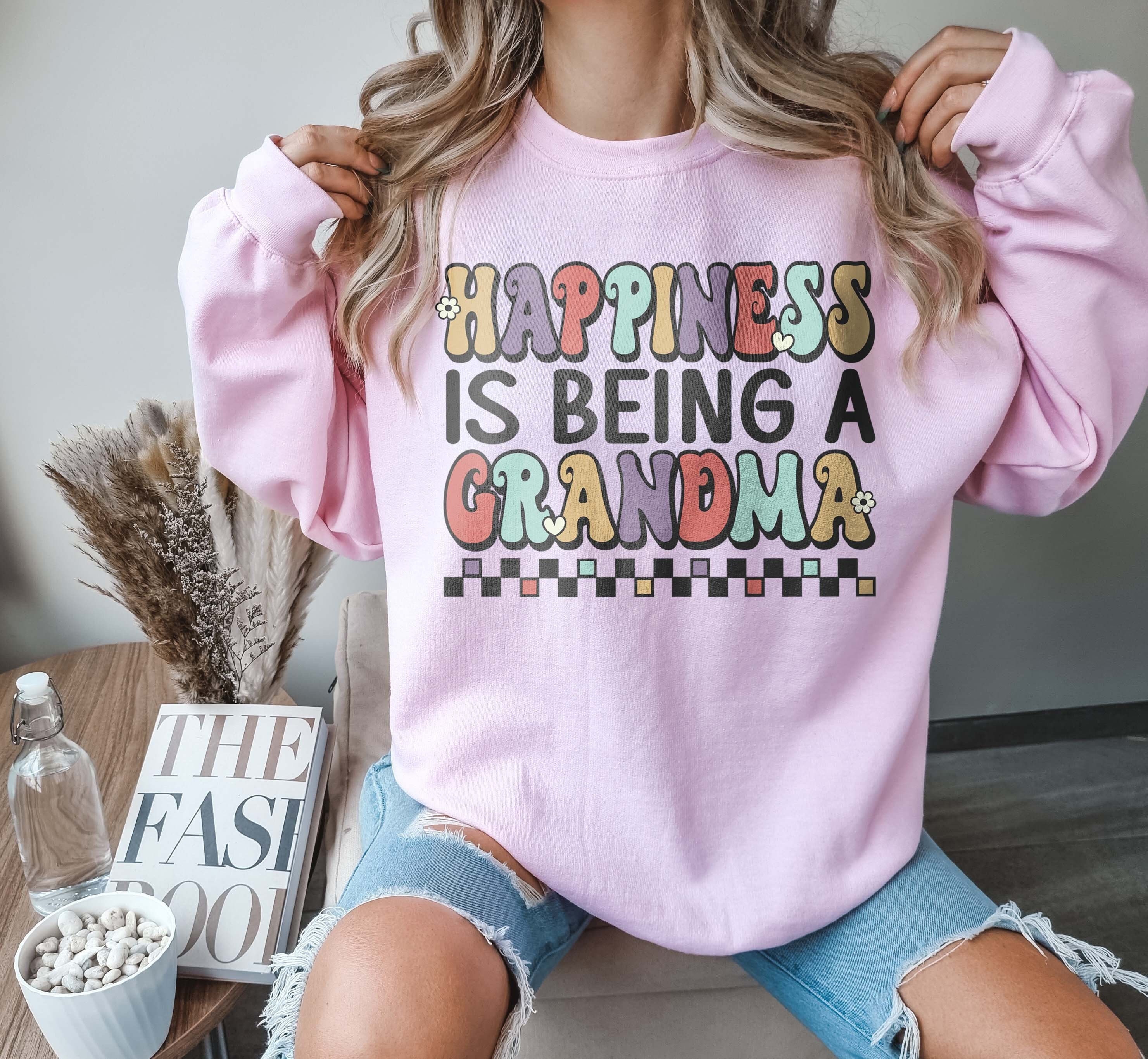 happiness is being a grandma sweatshirt cute grandma crewneck gift for new grandmas nana apparel 49bzv scaled