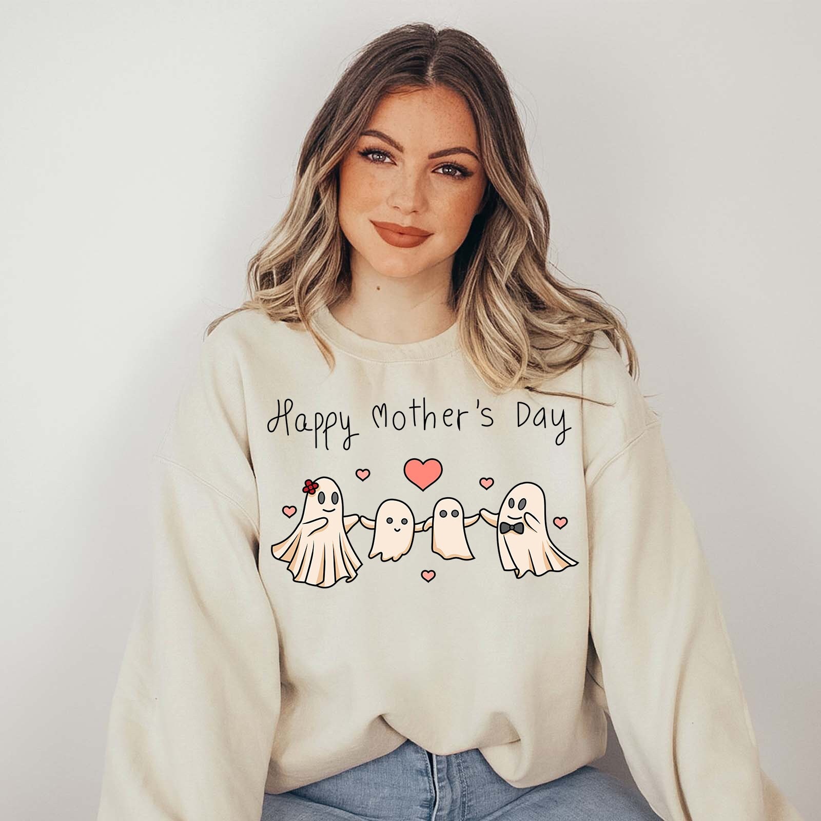 happy mothers day ghost sweatshirt for mom to be cute spooky gift from kids unique mothers day sweater yo6kp