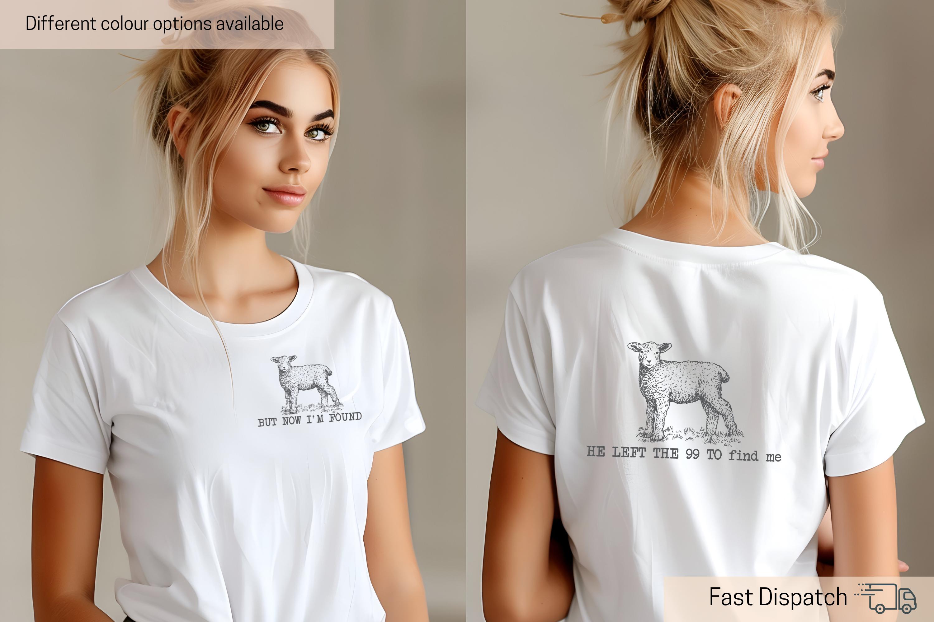 he left the 99 to find me shirt christian t shirt lost lamb design cute christian top for faith based gifts s8n2c scaled