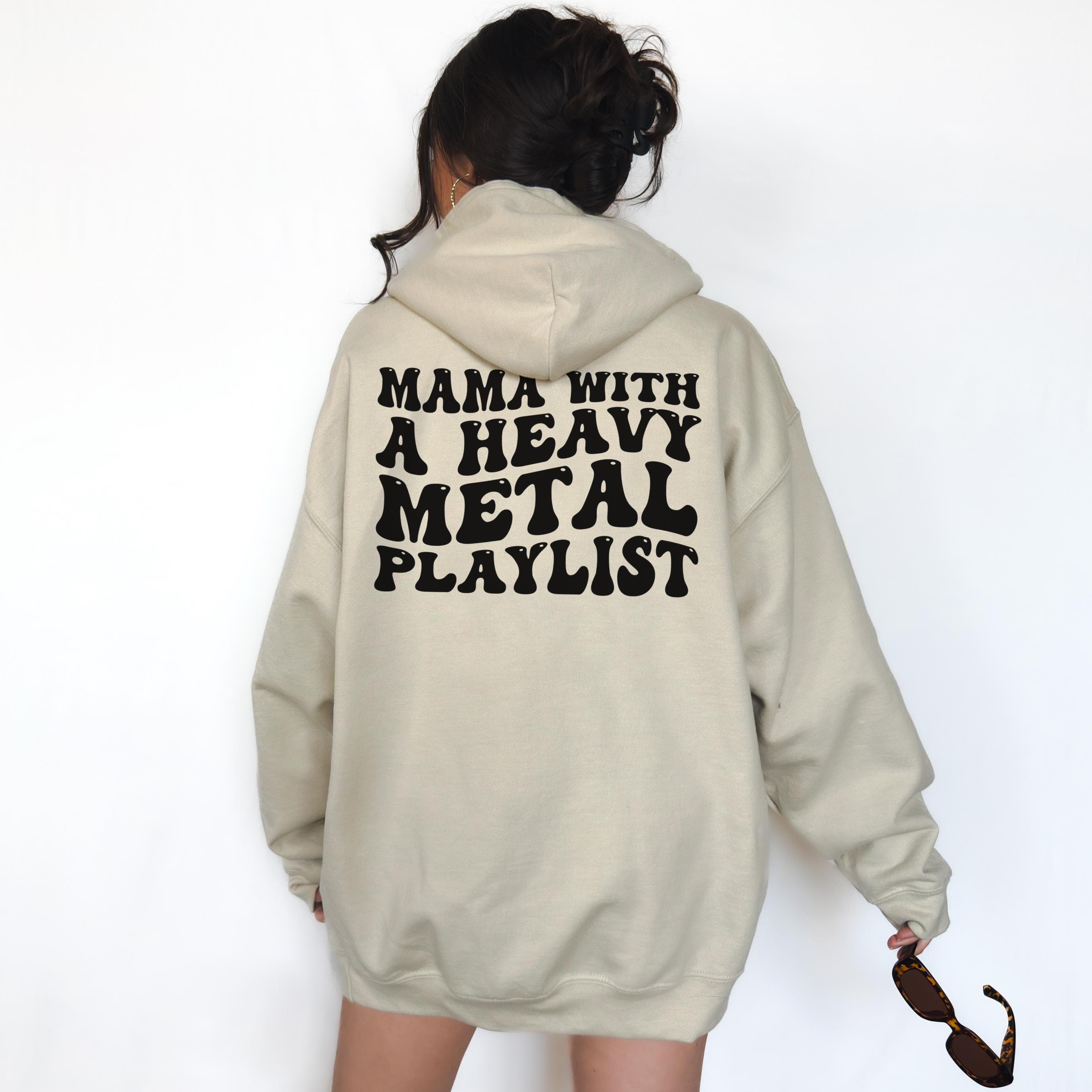 heavy metal mama graphic sweatshirt hoodie for women retro punk rock mom life apparel with grunge and death metal style