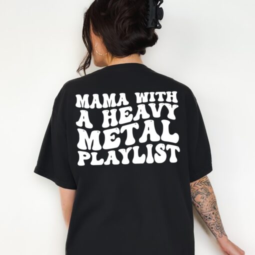 heavy metal mama graphic tee for women vintage retro punk rock t shirt cute mom life apparel with music playlist design c6dkm scaled