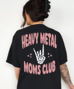 heavy metal moms club graphic tee vintage t shirt for women retro punk rock mama grunge death metal style hnwnq