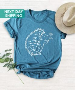 hedgehog and flower shirt for hedgehog lovers animal lover tee unique hedgehog print birthday gift shirt tt4tx