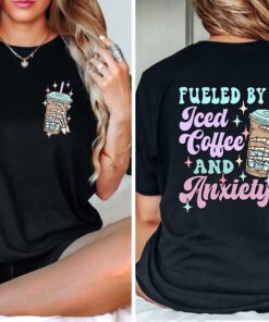 iced coffee and anxiety shirt for moms funny skull sweatshirt for coffee lovers mental health awareness apparel 181rq