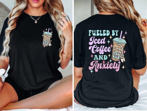 iced coffee and anxiety shirt for moms funny skull sweatshirt for coffee lovers mental health awareness apparel 181rq scaled