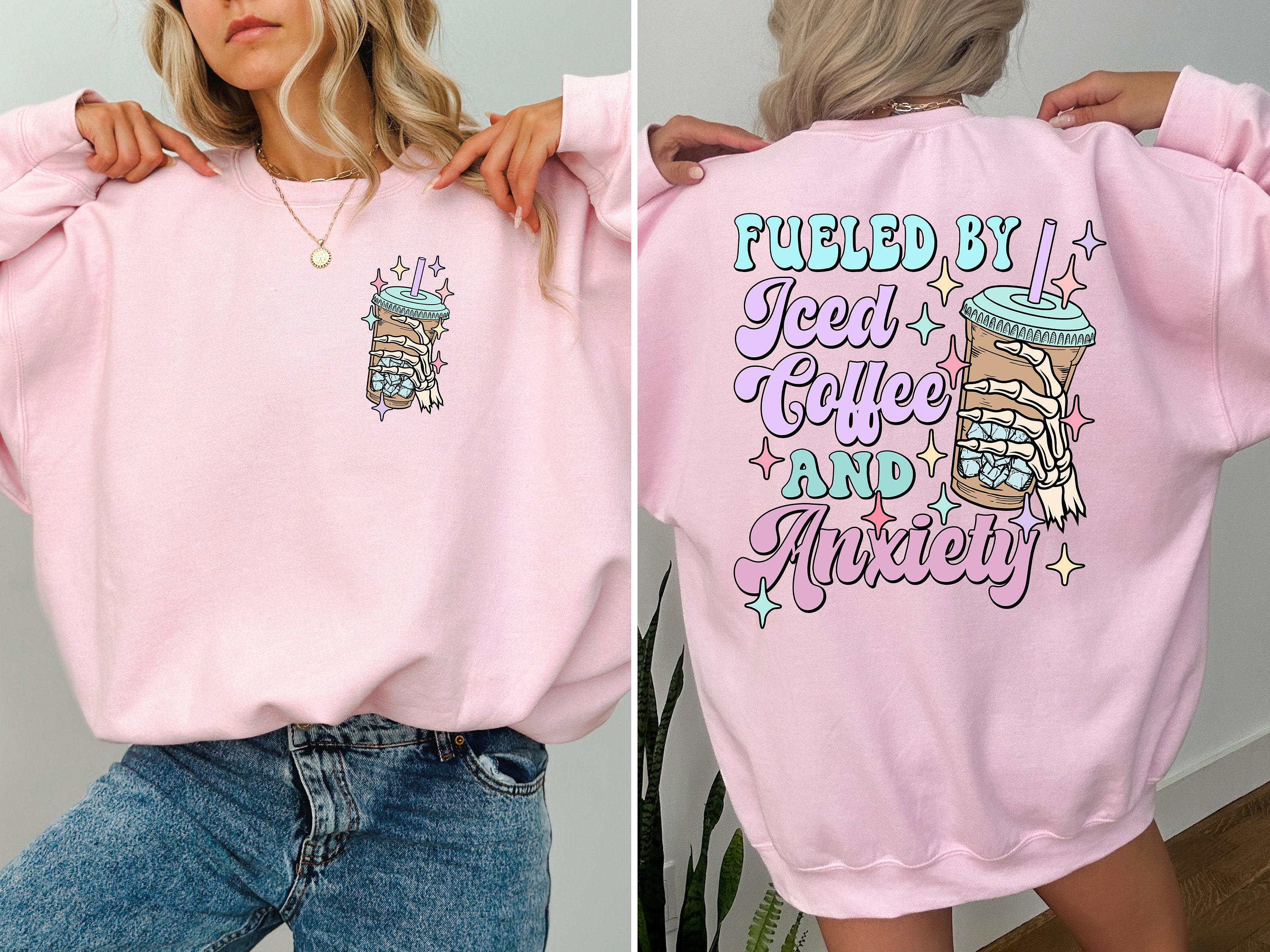 iced coffee and anxiety shirt for moms funny skull sweatshirt for coffee lovers mental health awareness apparel jbyg9 scaled